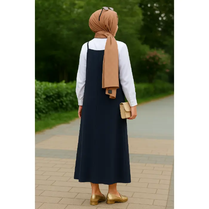 LYYN Kadın Lacivert Basic Ayarlanabilir Askılı Jile Elbise