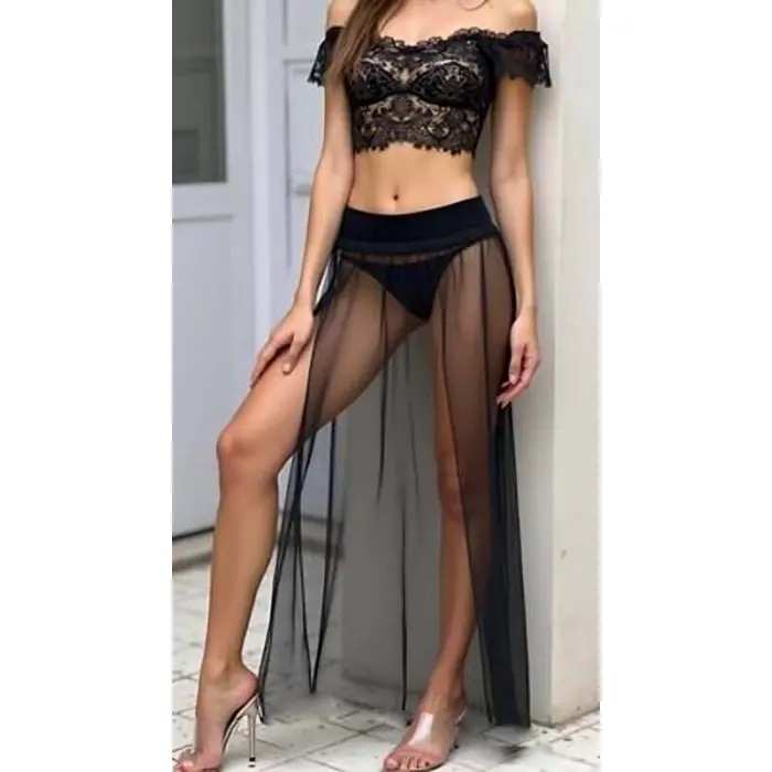 LYYN Kadın Tül Pareo Etek Plaj Elbisesi