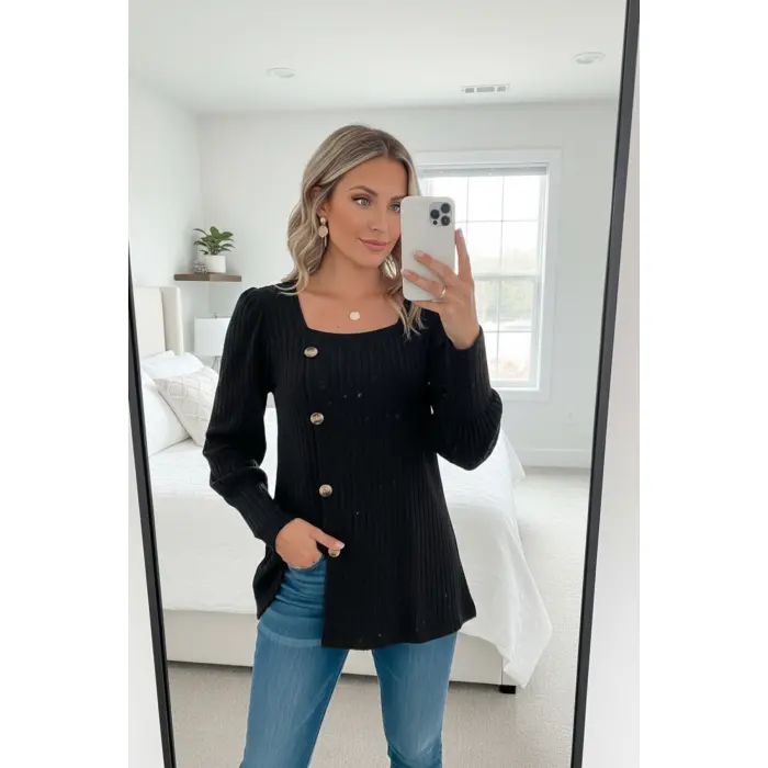 LYYN Kadın Uzun Kollu Düğmeli Mevsimlik Bluz – Yumuşak Dokulu, Esnek ve Sıcak Tutan Kumaş