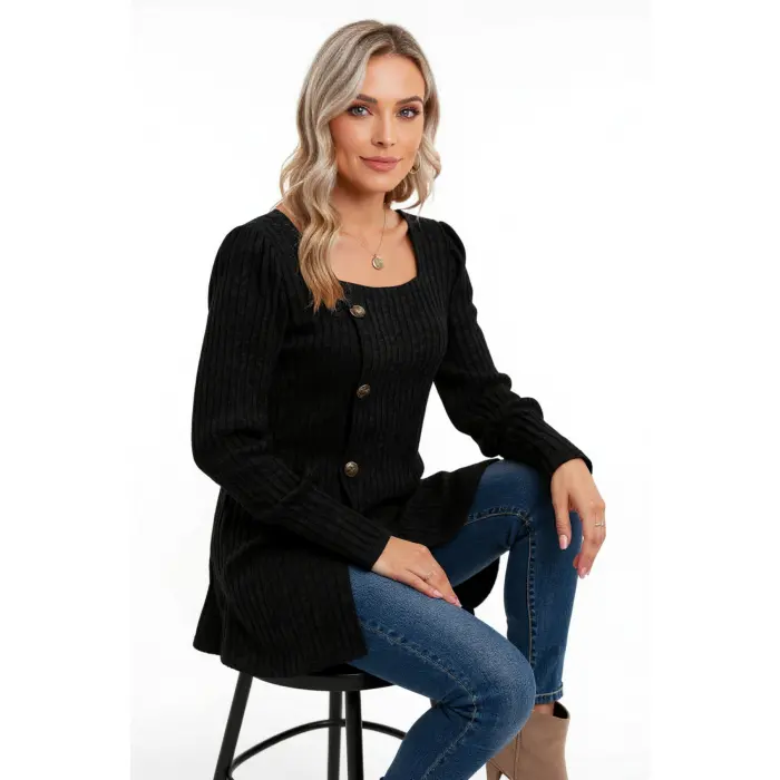 LYYN Kadın Uzun Kollu Düğmeli Mevsimlik Bluz – Yumuşak Dokulu, Esnek ve Sıcak Tutan Kumaş