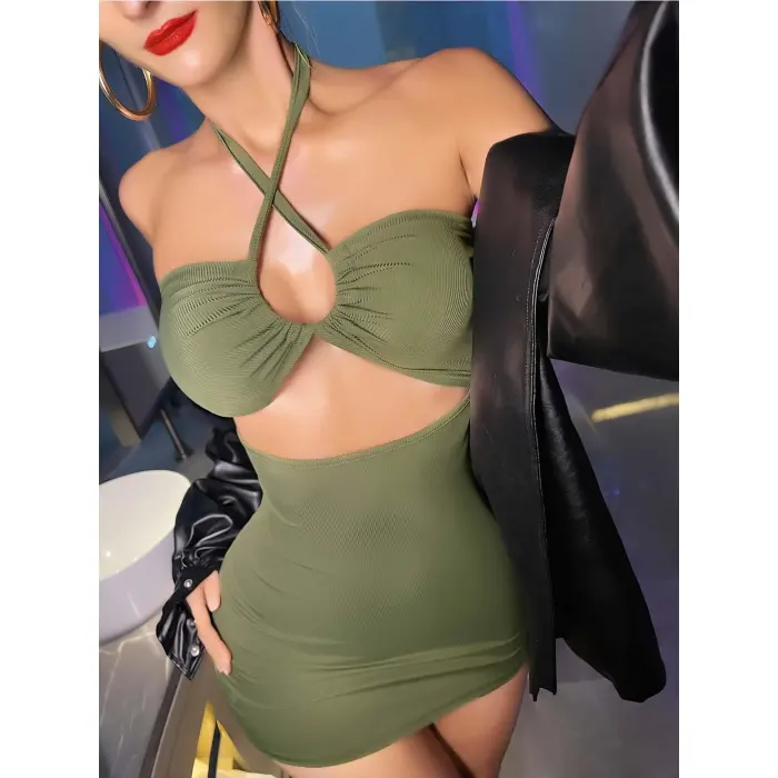 LYYN Kadın Yeşil Fantezi Clup Elbisesi 6680