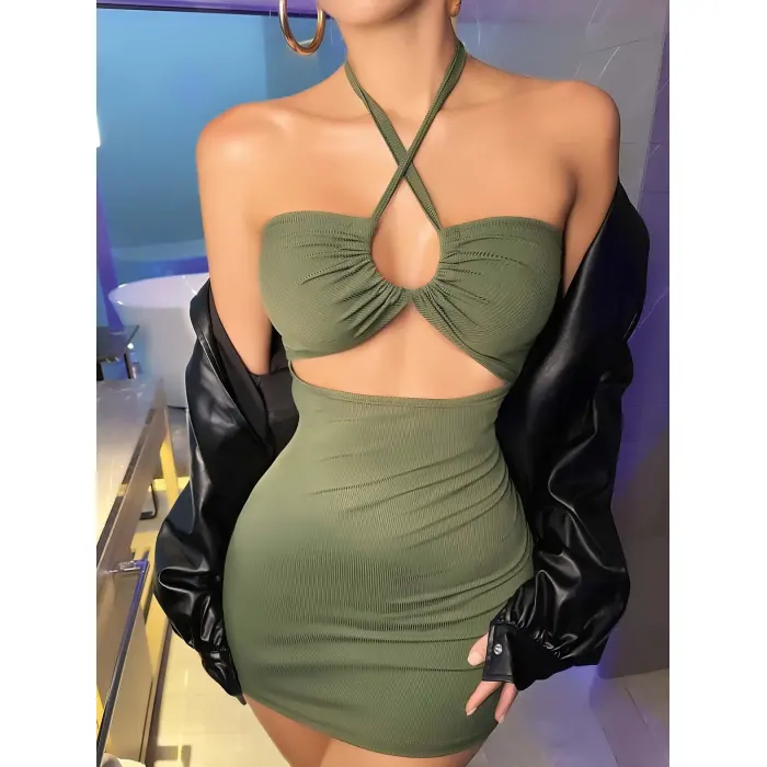 LYYN Kadın Yeşil Fantezi Clup Elbisesi 6680