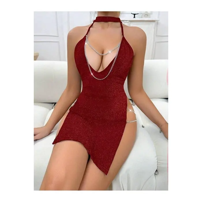 LYYN kadın zincir detaylı Fantezi  elbise 5087