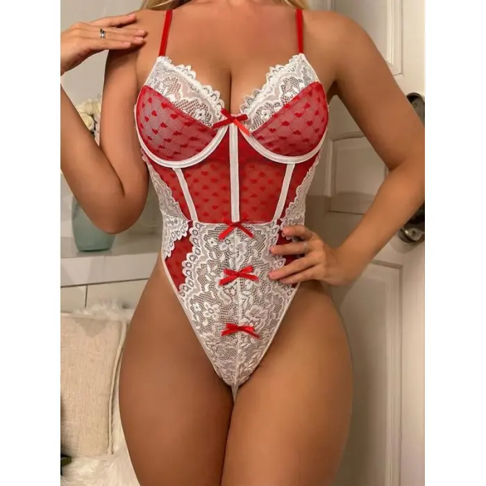 LYYN  Kırmızı Fantezi Body Hemşire Kostümü