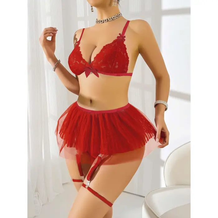 LYYN Kırmızı Tül etekli Fantezi Kostüm 2211