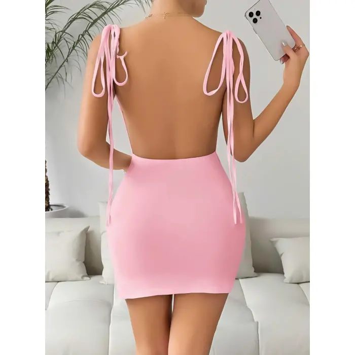 LYYN Pembe Fantezi Clup Elbisesi 5034