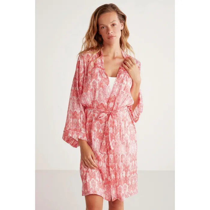 LYYN Penye Mood Desenli Sabahlık Takım