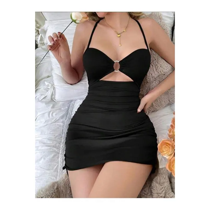 LYYN Siyah Fantezi Elbise 5074