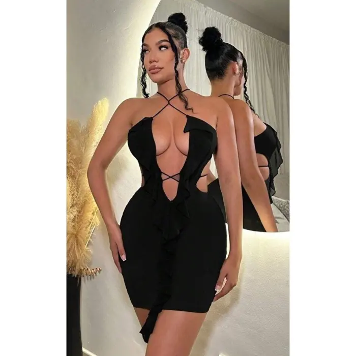 LYYN Siyah Fantezi Elbise 5086