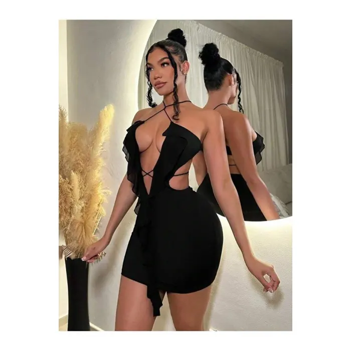 LYYN Siyah Fantezi Elbise 5086