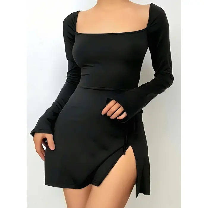 LYYN Siyah Şık Fantezi Elbisesi, Kadın Gecelik 5106