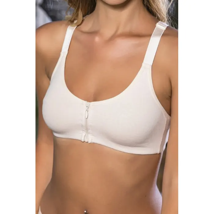 LYYN Ten Önden Fermuarlı Pamuklu Sütyen,günlük Ve Medikal Kullanım İçin, Kadın İç Giyim