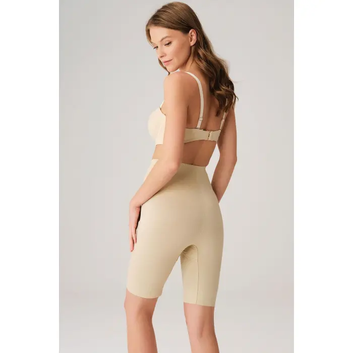 LYYN Toparlayıcı Bel Ve Bacak İnceltici Dikişli Uzun Paçalı Orta Bel Sıkı Şort Korse