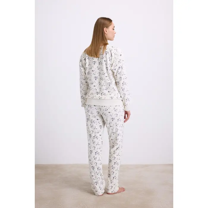 LYYN Yıldız Desenli Tencel Pamuklu 2li Pijama Takımı