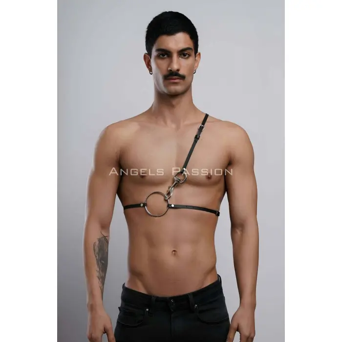 Omuz Detaylı Erkek  Deri Göğüs Harness, Gömlek Kemeri - Brfm110