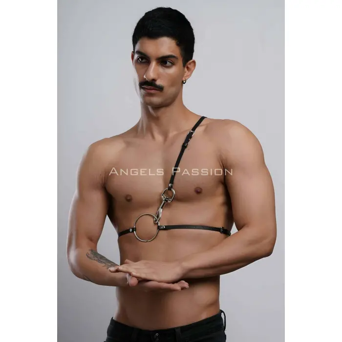 Omuz Detaylı Erkek  Deri Göğüs Harness, Gömlek Kemeri - Brfm110