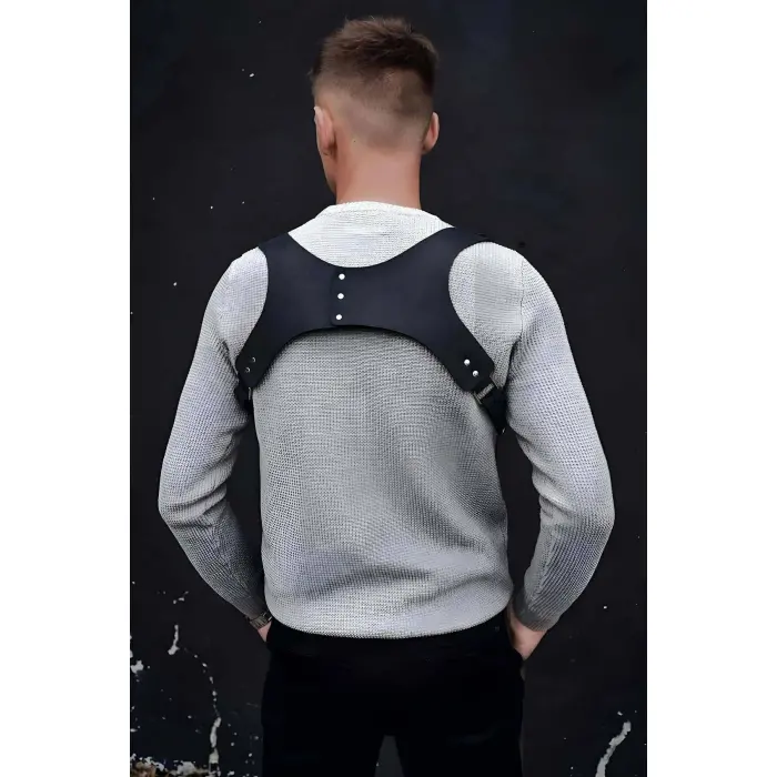 Omuz Detaylı Şık Erkek  Deri Harness, Erkek  Gömlek Üzeri Aksesuar - Brfm135