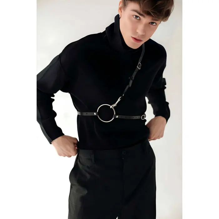 Omuz Detaylı Şık Erkek  Deri Kemer - Brfm110