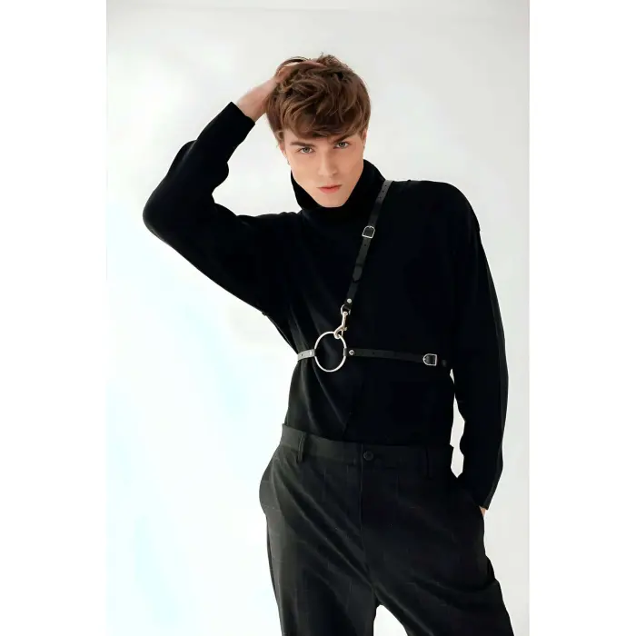 Omuz Detaylı Şık Erkek  Deri Kemer - Brfm110