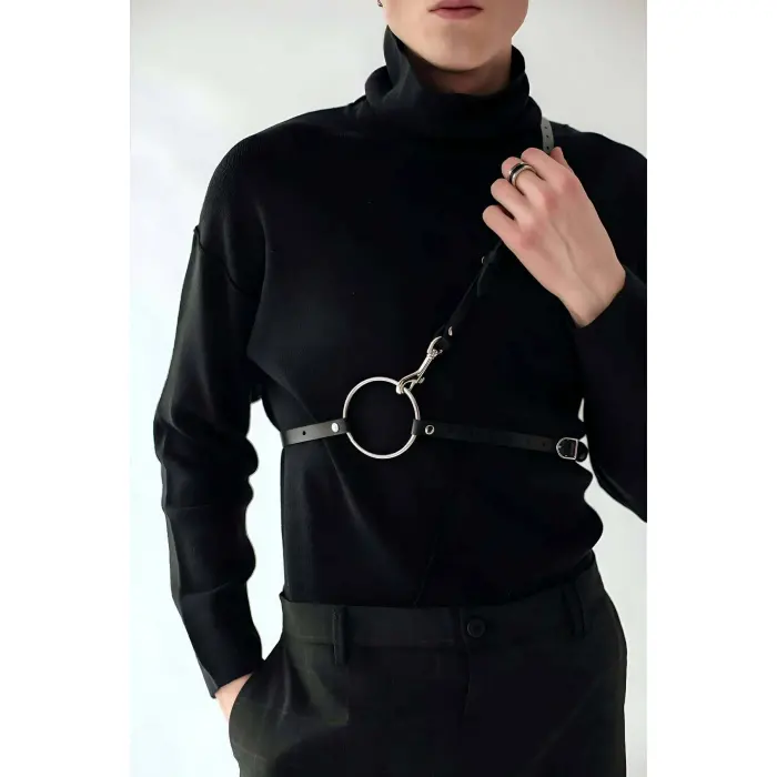 Omuz Detaylı Şık Erkek  Deri Kemer - Brfm110