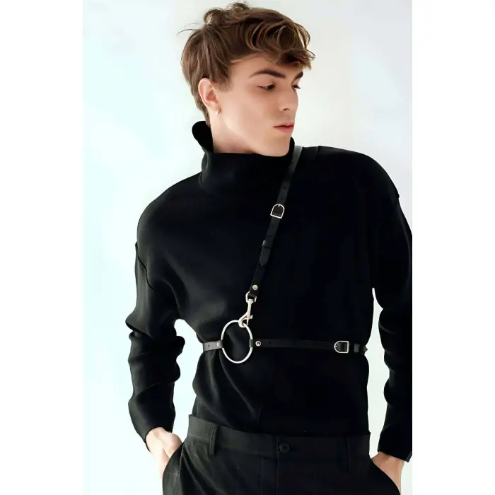 Omuz Detaylı Şık Erkek  Deri Kemer - Brfm110