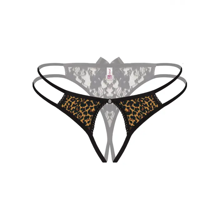 Özel Bölgesi Açık Leopar Desenli Fantazi Külot