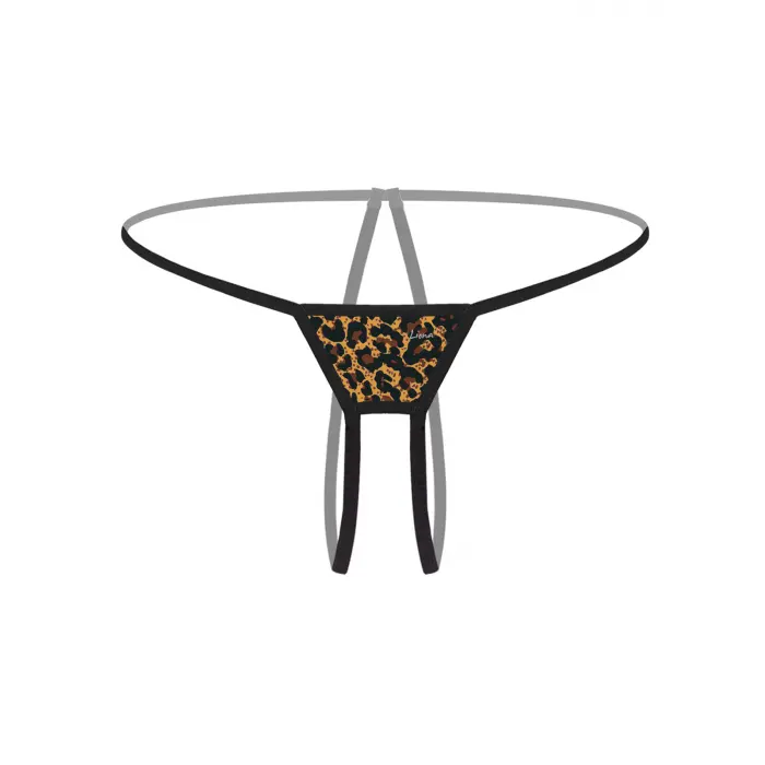 Özel Bölgesi Açık Leopar Desenli Fantezi G String