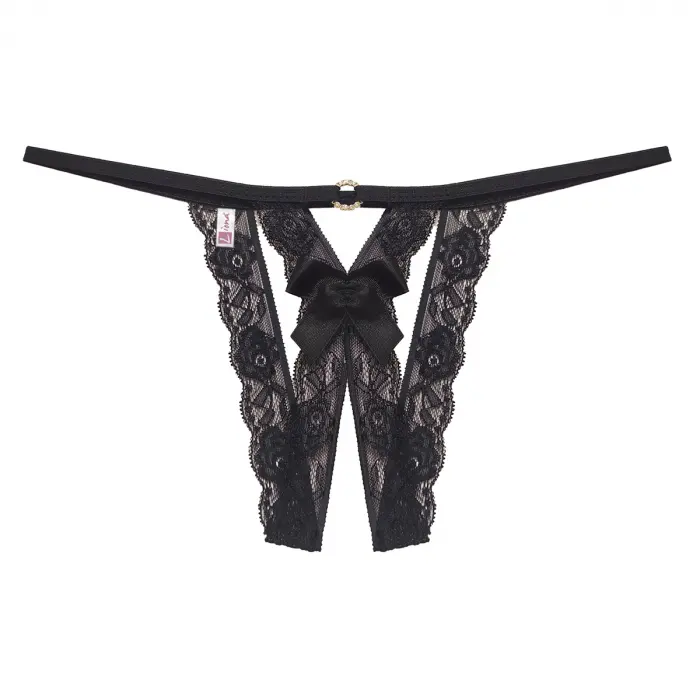 Özel Bölgesi Açık Taşlı Dantelli Fantezi Külot