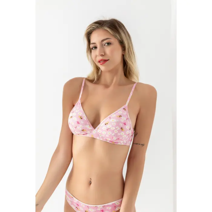 PAMUKLU DESENLİ, ÜÇGEN SÜTYEN PEMBE (MGP1961)