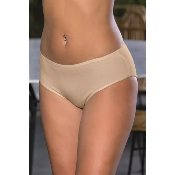 PAMUKLU YÜKSEK BEL SLİP KÜLOT TEN (MGP2966)