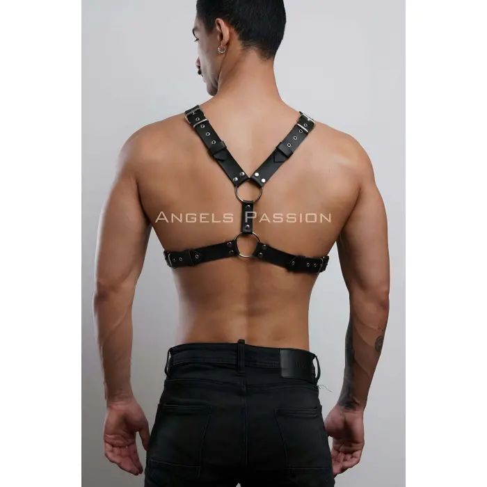 Perçin Detaylı Erkek  Göğüs Harness, Erkek  Parti Giyim - Brfm179