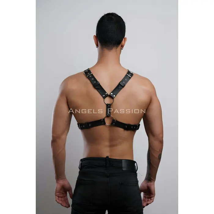 Perçin Detaylı Erkek  Göğüs Harness, Erkek  Parti Giyim - Brfm179