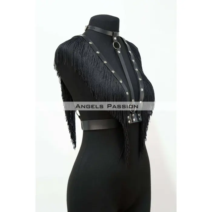 Püskül Ve Deri Büstiyer Harness, Püsküllü Clubwear, Deri Büstiyer - Brf767