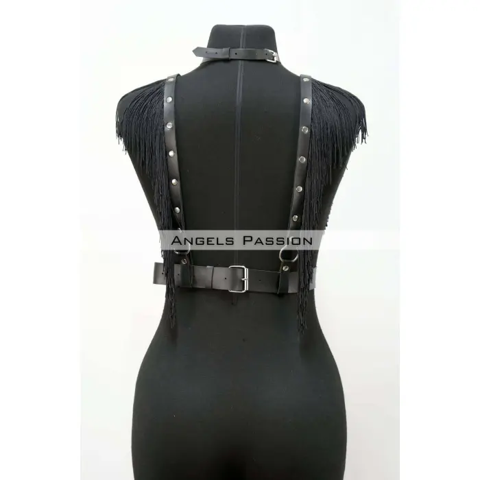 Püskül Ve Deri Büstiyer Harness, Püsküllü Clubwear, Deri Büstiyer - Brf767