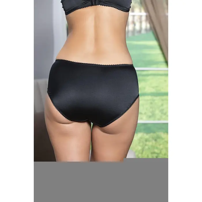 SATEN TOPARLAYICI MİNİMİZER SÜTYEN VE YÜKSEK BEL SLİP KÜLOT TAKIM SİYAH (MGP31521)