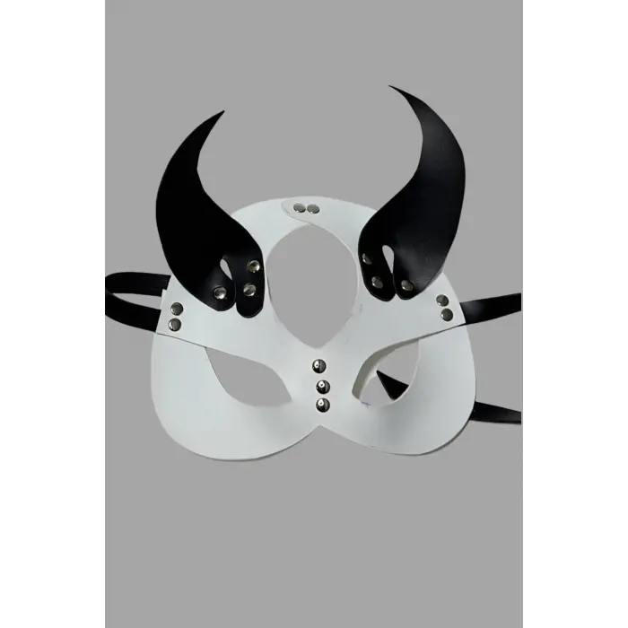 Siyah/Beyaz Şeytan Kulak Deri Sexi Maske 800467