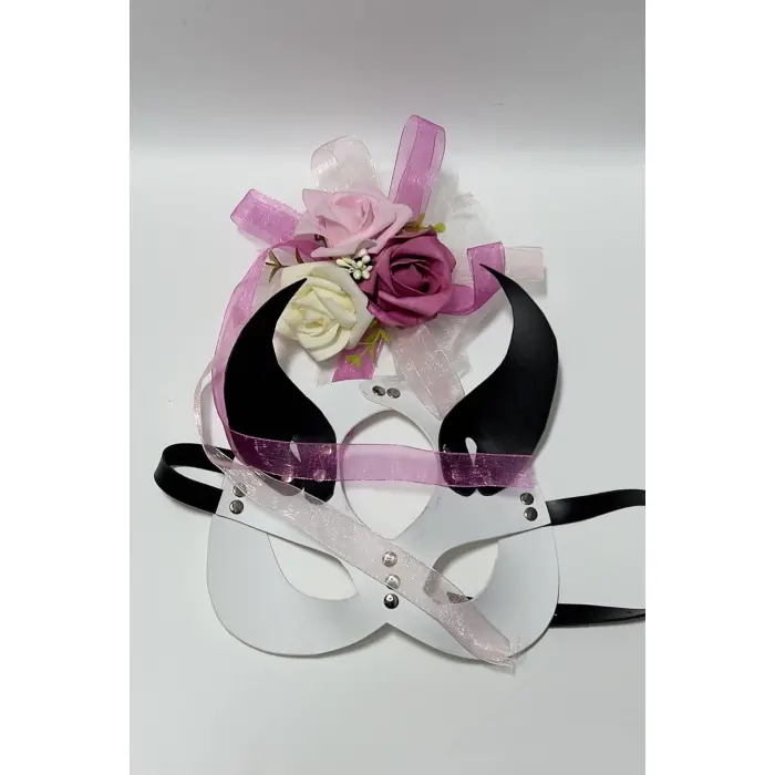 Siyah/Beyaz Şeytan Kulak Deri Sexi Maske 800467