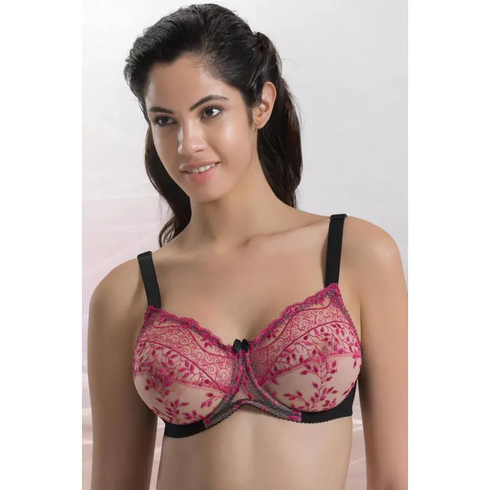 SİYAH FUŞYA MI Emay 148 B Balenli Toparlayıcı Sütyen