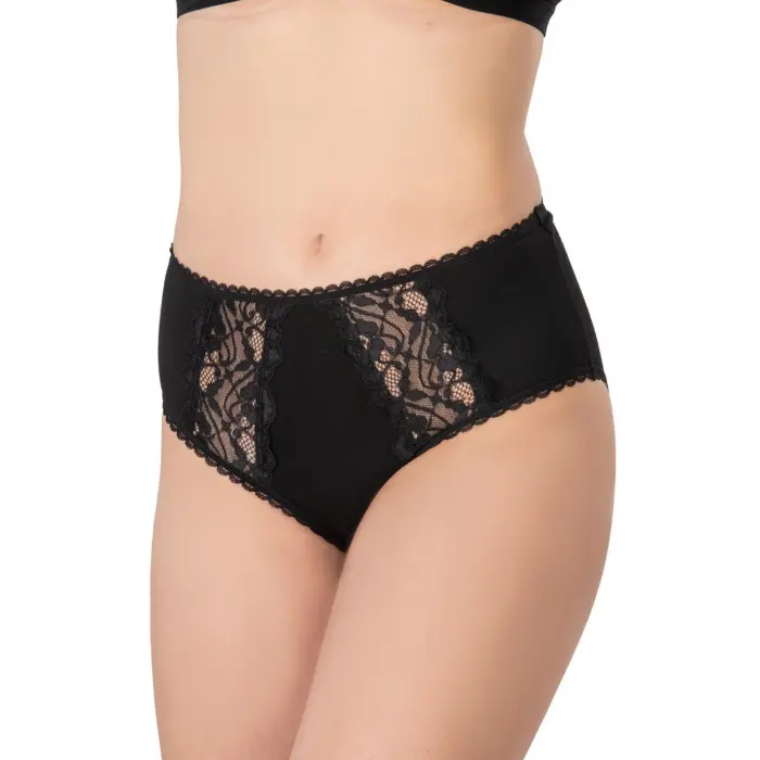 SİYAH MI Emay 1445 Modal Cotton Yüksekbel Dantelli Külot