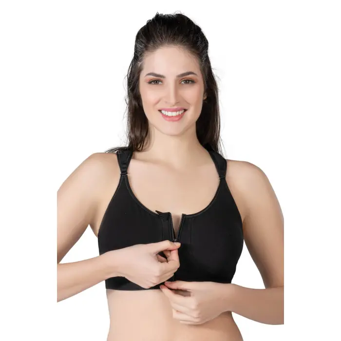 SİYAH MI Emay 184 B Önden Fermuarlı Sporcu Penye Sütyen