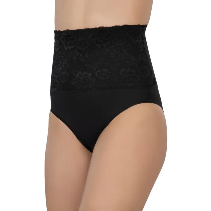 SİYAH MI Emay 2090 Önü Dantelli Yüksek Bel Slip Korse