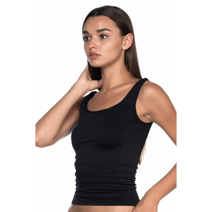 SİYAH MI Emay 5002 Soft Kalın Askılı Uzun Atlet