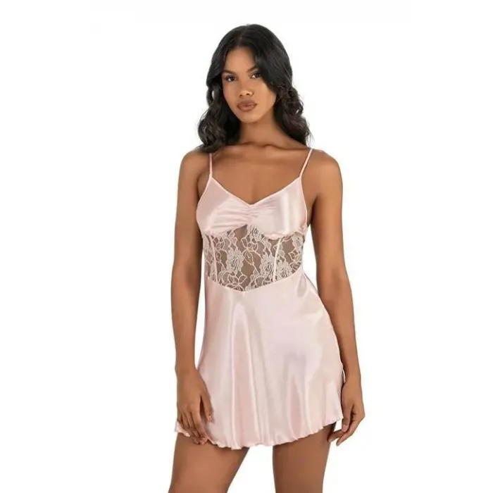 Somon Kısa Saten Gecelik 8239