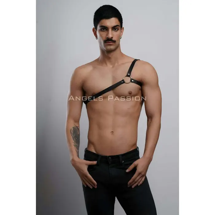 Tek Omuz Erkek  Deri Harness - Dansçı Deri Giyim - Erkek  Dansçı Ürünleri -  Brfm3