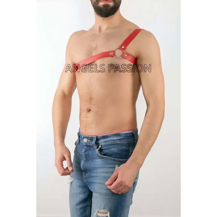 Tek Omuz Seksi Deri Erkek  Harness - Brfm3