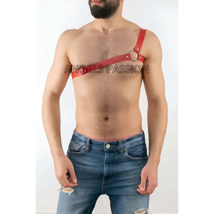 Tek Omuz Seksi Deri Erkek  Harness - Brfm3
