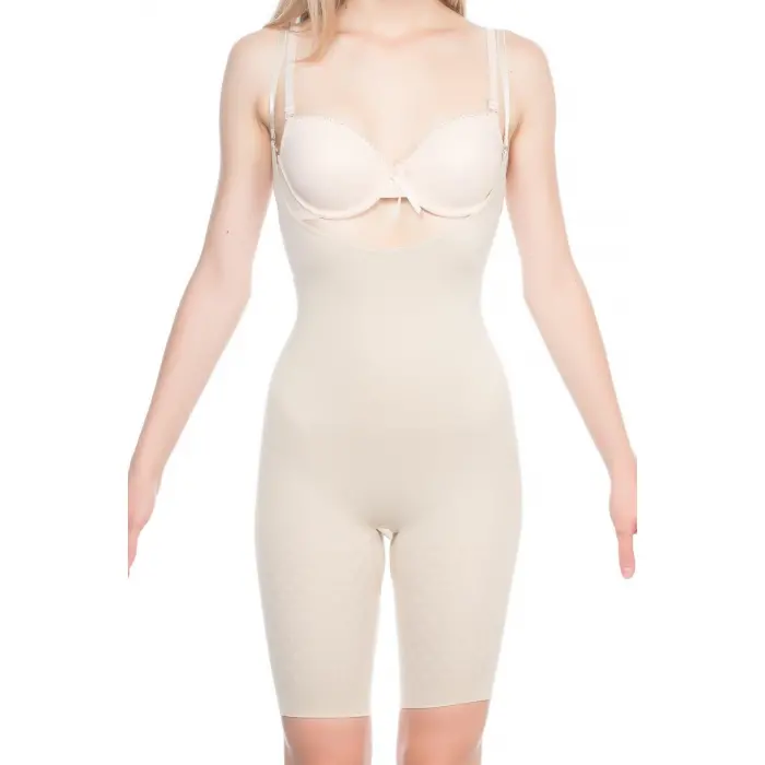 TEN MI Emay 2038 Popo ve Göğsü Açık Paçalı Boy Korse