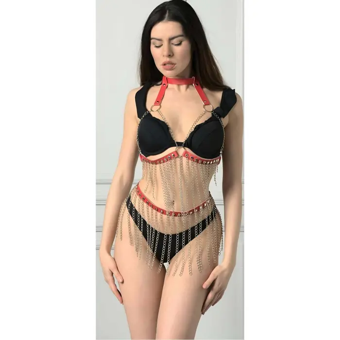 Zincirli Göğüs Ve Etek Harness Takım - Brf504