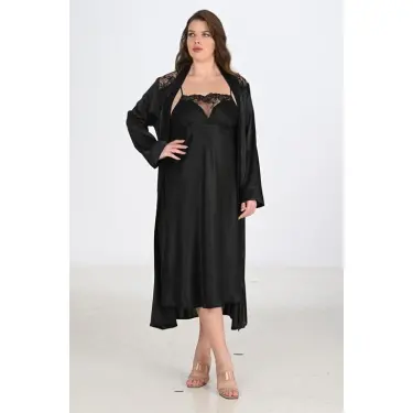 2li Siyah Sabahlık Takımı Bigsize 6221