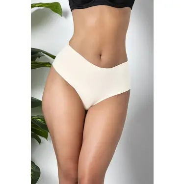 3'LÜ PAKET DİKİŞSİZ, İZ YAPMAZ, LAZER KESİM, YÜKSEK BEL SLİP KÜLOT EKRU (MGP21263)